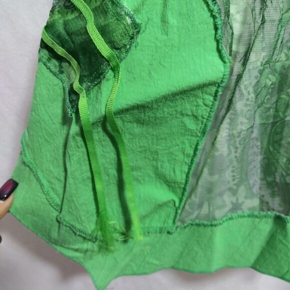 C'Fait Pour Vous Paris Green Abstract Layered Asymmetrical Fairy Boho Dress 2 - Picture 7 of 15